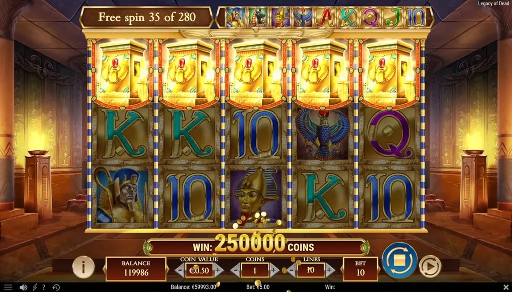 Legacy of Dead Bonus features, Wilds and Free Spins